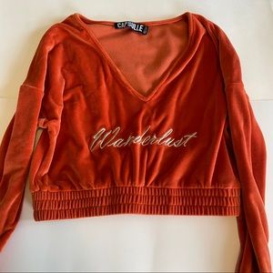 wanderlust cinched orange crop top